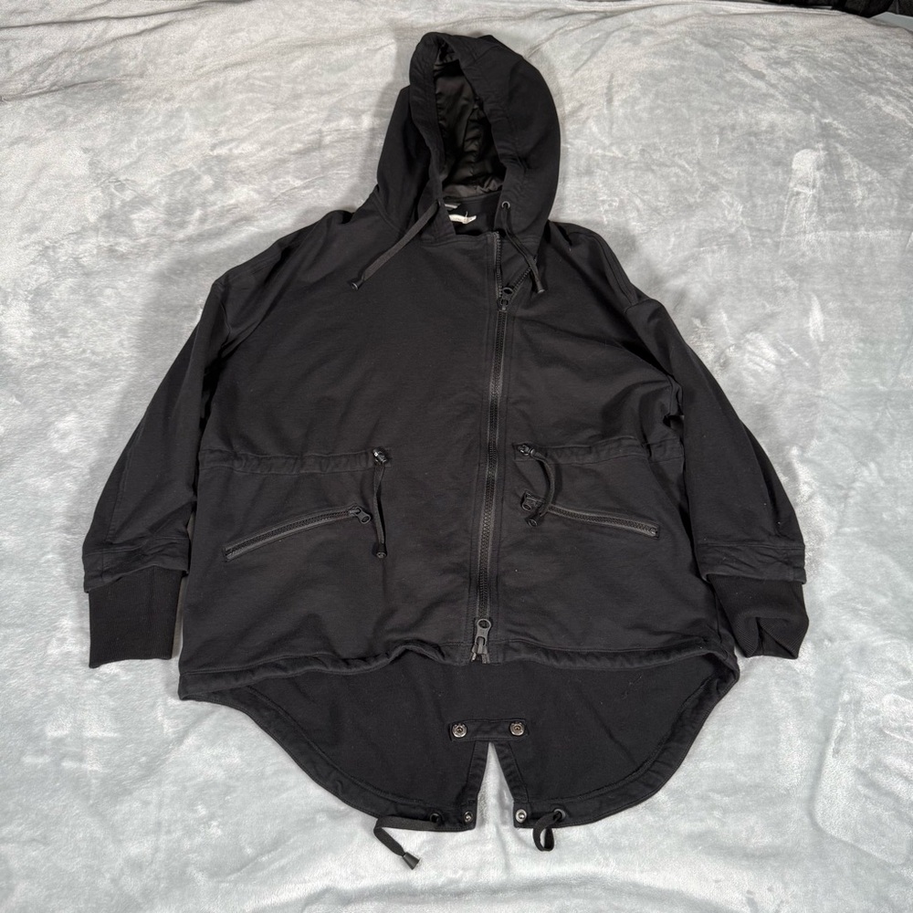 Blanc Noir Yolo Anorak Coat Jacket Womens S Oversized Long Fit Stretch Black - Picture 1 of 11